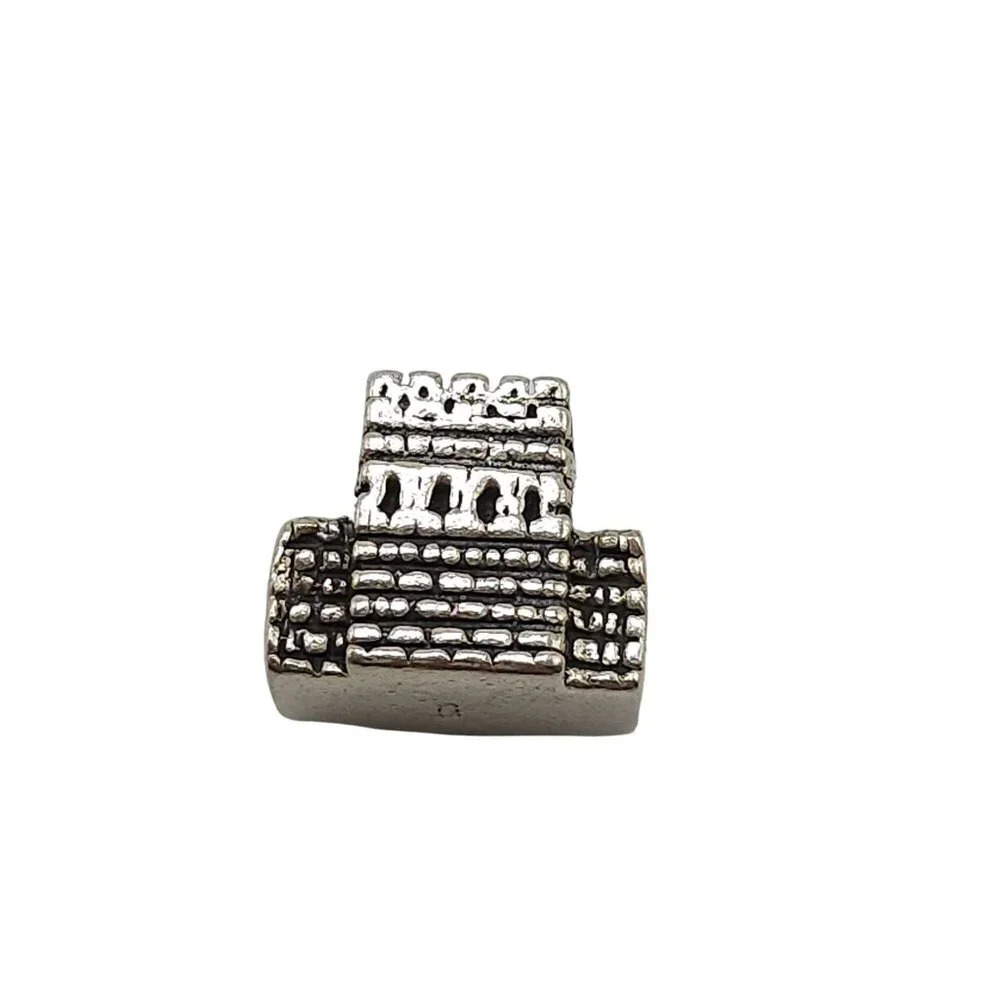 Castle Themed Sterling Silver Metal Bead Charm For European Bracelet Necklace